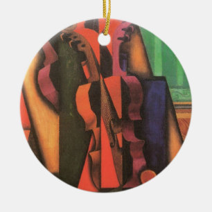 Geige und Gitarre von Juan Gris, Vintage kubistisc Keramikornament