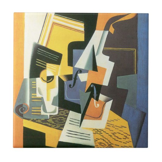 Geige und Glas von Juan Gris, Vintager Kubismus Fliese (Vorderseite)