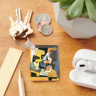 Geige und Glas von Juan Gris, Vintager Kubismus Schlüsselanhänger