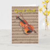 Geige und Musikblatt. Karte (Gelbe Blume)