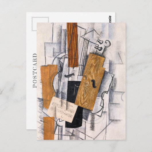 Geige und Noten | Georges Braque | Postkarte (Vorne/Hinten)