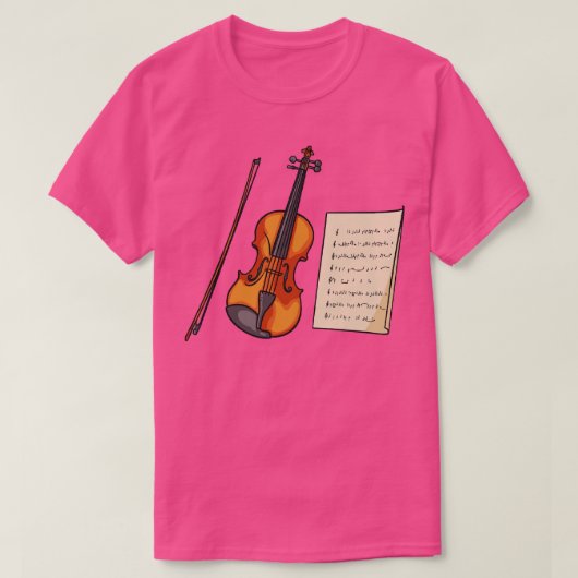 Geige und Noten T-Shirt (Design vorne)