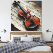 Geige und Notenblatt Leinwanddruck (Insitu (Schlafzimmer))