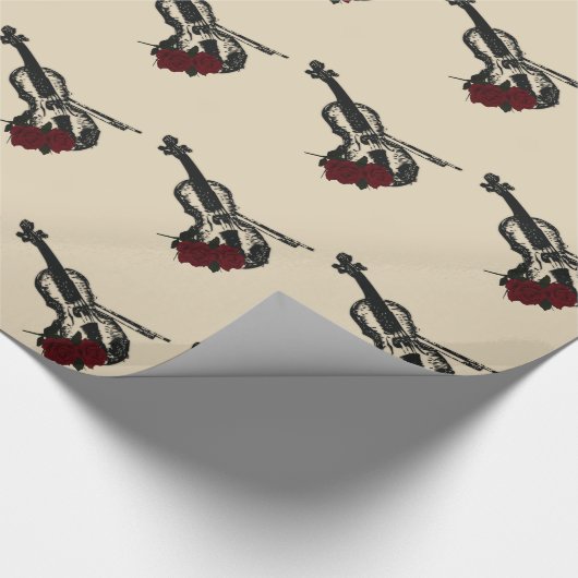 Geige und Rose Geschenkpapier (Ecke)