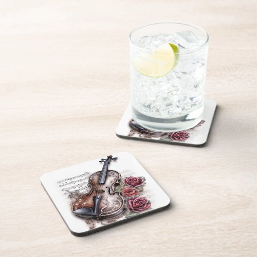 Geige und Rose Getränkeuntersetzer (Rechte Seite)