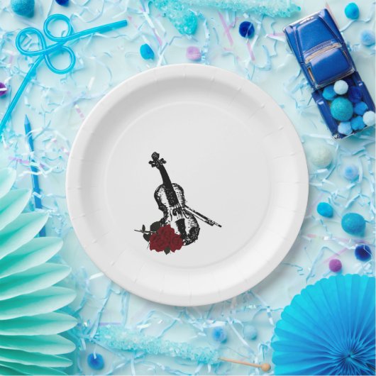 Geige und Rose Pappteller (Party)