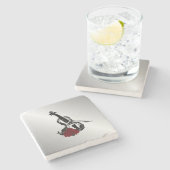 Geige und Rose Silber Steinuntersetzer (Seitenansicht)