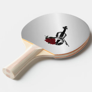 Geige und Rose Silber Tischtennis Schläger