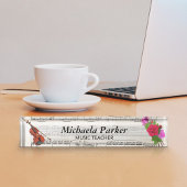 Geige und Rose Vintage Notenplatte Namensplakette