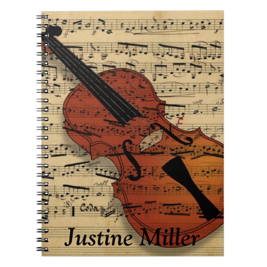 Geige und Vintage Noten Notizblock (Vorderseite)