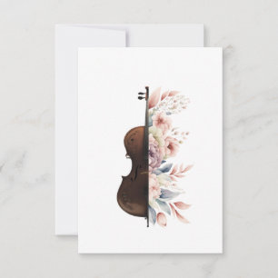 Geige unter Blume. Bouquet der Blume. Dankeskarte
