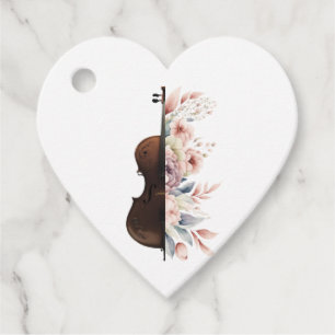 Geige unter Blume. Bouquet der Blume. Geschenkanhänger