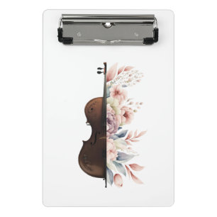 Geige unter Blume. Bouquet der Blume. Mini Klemmbrett