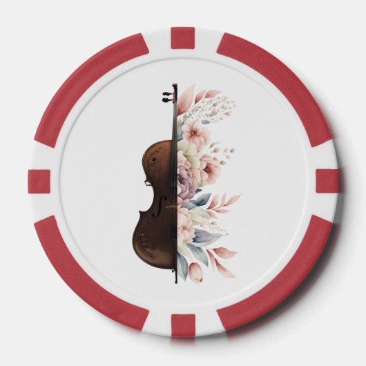 Geige unter Blume. Bouquet der Blume. Pokerchips (Vorderseite)