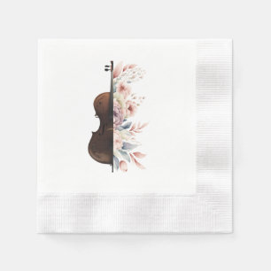 Geige unter Blume. Bouquet der Blume. Serviette