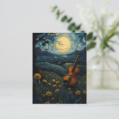 Geige unter der Sternennacht Postkarte (Stehend Vorderseite)