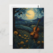 Geige unter der Sternennacht Postkarte (Vorne/Hinten)