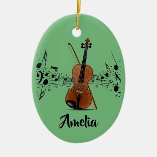 Geige Violinist Musical Notes Design Keramik Ornament (Vorne)