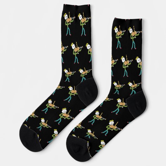 Geigen-Strichmännchen Socken (Linkes Detail)