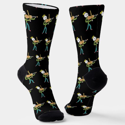 Geigen-Strichmännchen Socken (Gewinkelt)
