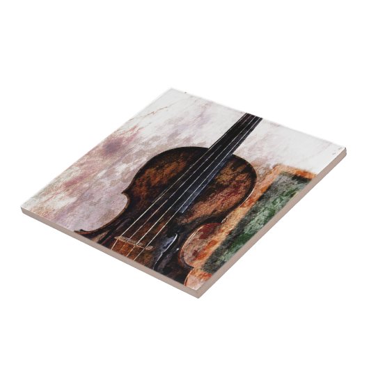 Geigen-Violine Musikinstrument des Impressionismus Fliese (Seite)