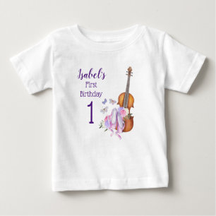 Geigenballett und Schmetterlinge zum ersten Geburt Baby T-shirt