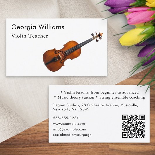 Geigenlehrer Musikinstrument Tutor QR Code Visitenkarte