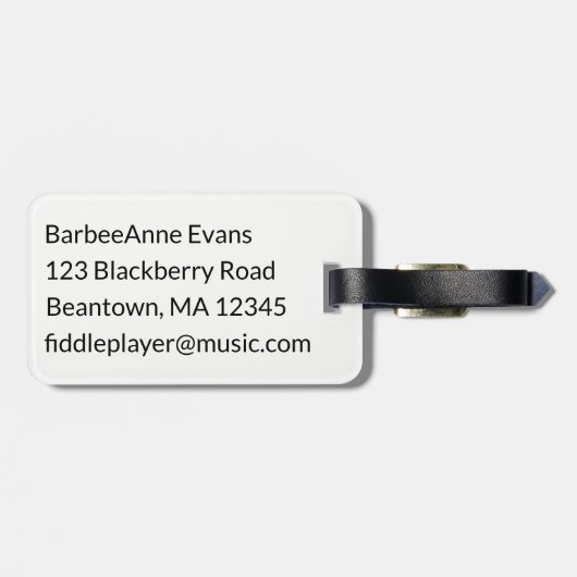 Geigenpersonalisierung Gepäckanhänger (Rückseite horizontal)