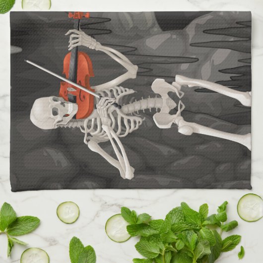 Geigenskelett Geschirrtuch (Gefaltet)