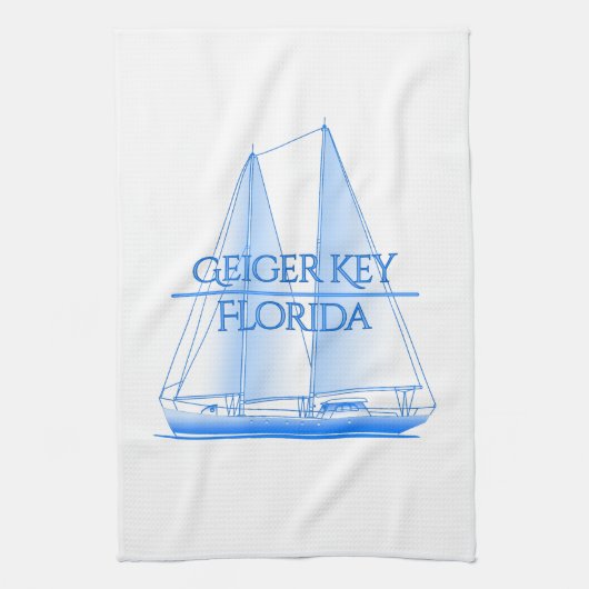 Geiger Key Coastal Nautical Segelschiff Geschirrtuch (Vertikal)