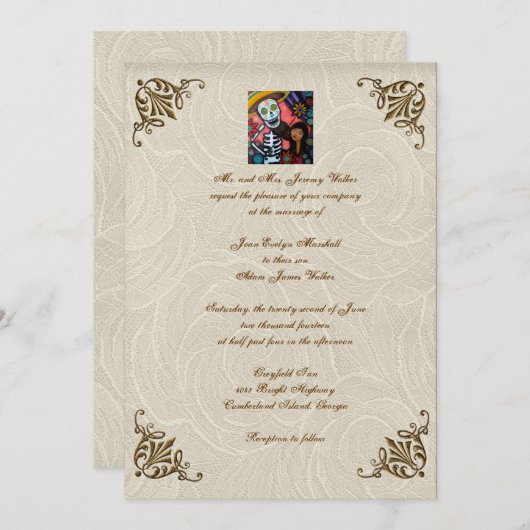 Geiger Tag der toten Hochzeit Einladung (Vorne/Hinten)