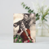 Geigermusik, gespielt von Vintagen Musiker Postkarte (Stehend Vorderseite)