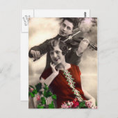 Geigermusik, gespielt von Vintagen Musiker Postkarte (Vorne/Hinten)