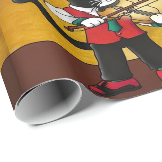 Geigermusikkatze Geschenkpapier (Rolleneckpunkt)