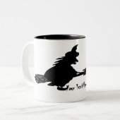 geile, fliegende Hexen auf Broomsticks halloween Zweifarbige Tasse (Vorderseite Links)