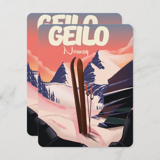 Geilo Norwegen schönes Skiposter. (Vorne/Hinten)