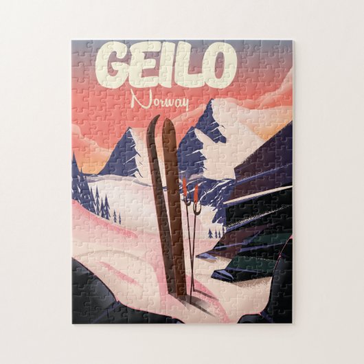 Geilo Norwegen schönes Skiposter. Puzzle (Vertikal)