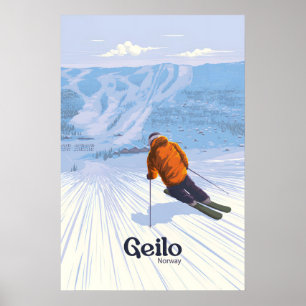 Geilo Norwegen Skigebiet Reiseplakat Poster