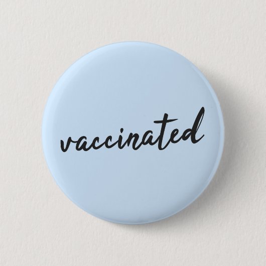 geimpft | Corona Blue Modern Handgeschriebener Cov Button (Vorderseite)