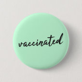 geimpft | Covid-19 Mint Green Modern Script Button (Vorderseite)