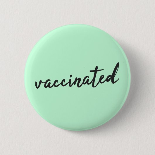 geimpft | Covid-19 Mint Green Modern Script Button (Vorderseite)