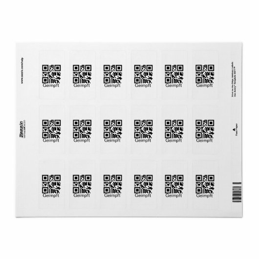 Geimpft mit QR-Code Adressaufkleber (Vorne)
