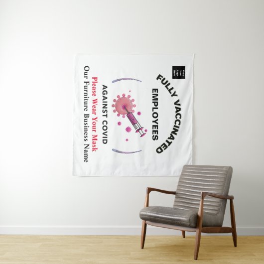 Geimpfte Geschäftsmitarbeiter gegen das Covid-Logo Wandteppich (Beispiel (Horizontal))