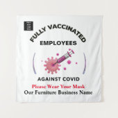 Geimpfte Geschäftsmitarbeiter gegen das Covid-Logo Wandteppich (Vorderseite)