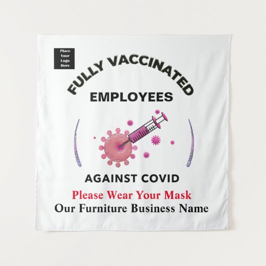 Geimpfte Geschäftsmitarbeiter gegen das Covid-Logo Wandteppich (Vorderseite)