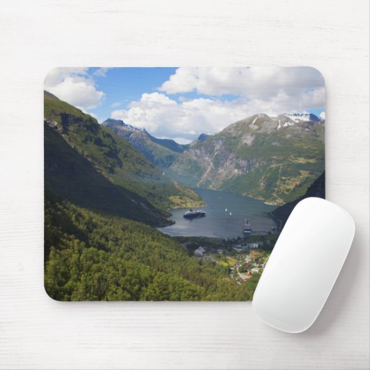 Geiranger Fjord Landschaft, Norwegen Mousepad (Mit Mouse)