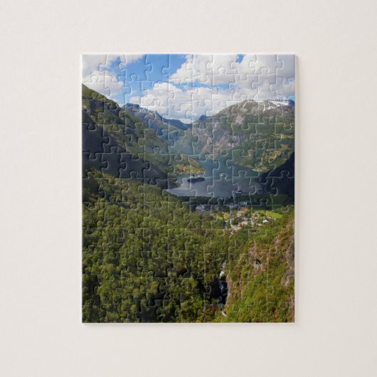 Geiranger Fjord Landschaft, Norwegen Puzzle (Vertikal)