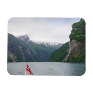 Geiranger-Fjord mit norwegischem Fahnenmagnet Magnet
