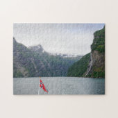 Geiranger Fjord mit Puzzlen der norwegischen Puzzle (Horizontal)