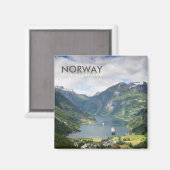 Geirangerfjord-Ansicht des norwegischen Quadrattex Magnet (Vorderseite/Rückseite)
